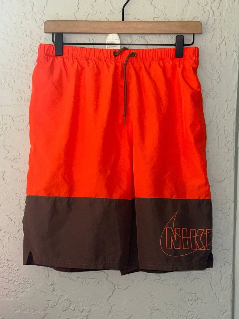 Nike Two-Tone Bright Orange and Brown Swim Trunks